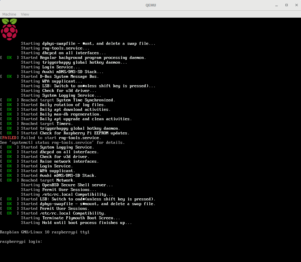 Terminal virtual de Raspbian en QEMU