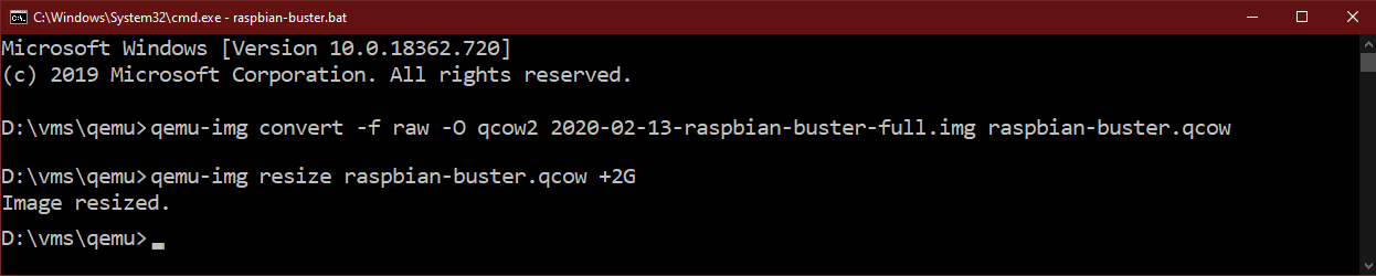 Comandos de qemu-img para la imagen